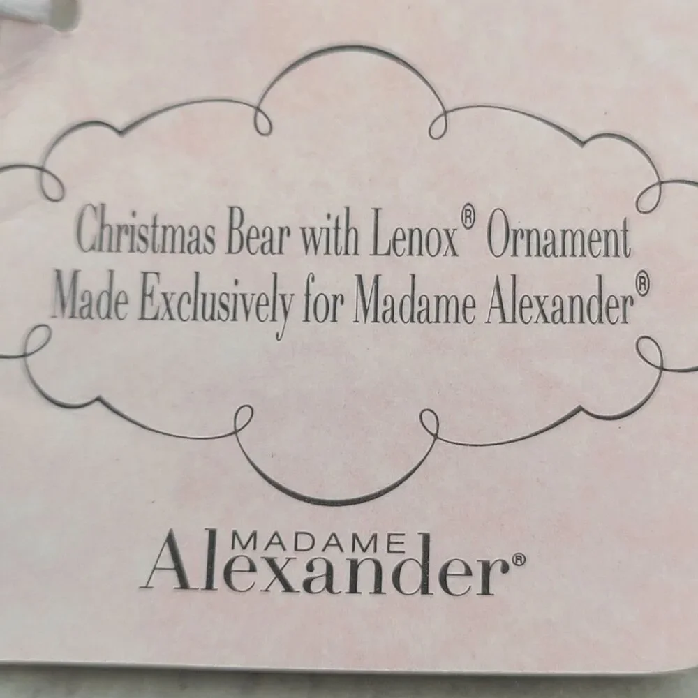 Madame Alexander 2004 Christmas Bear Doll 7 Inch With Lenox Bear Ornament #38535